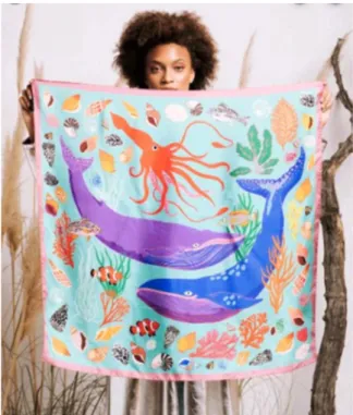 Gambar 1. Scarf Sutra Karen Mabon The Squid and The Whale Sumber: www.karenmabon.com