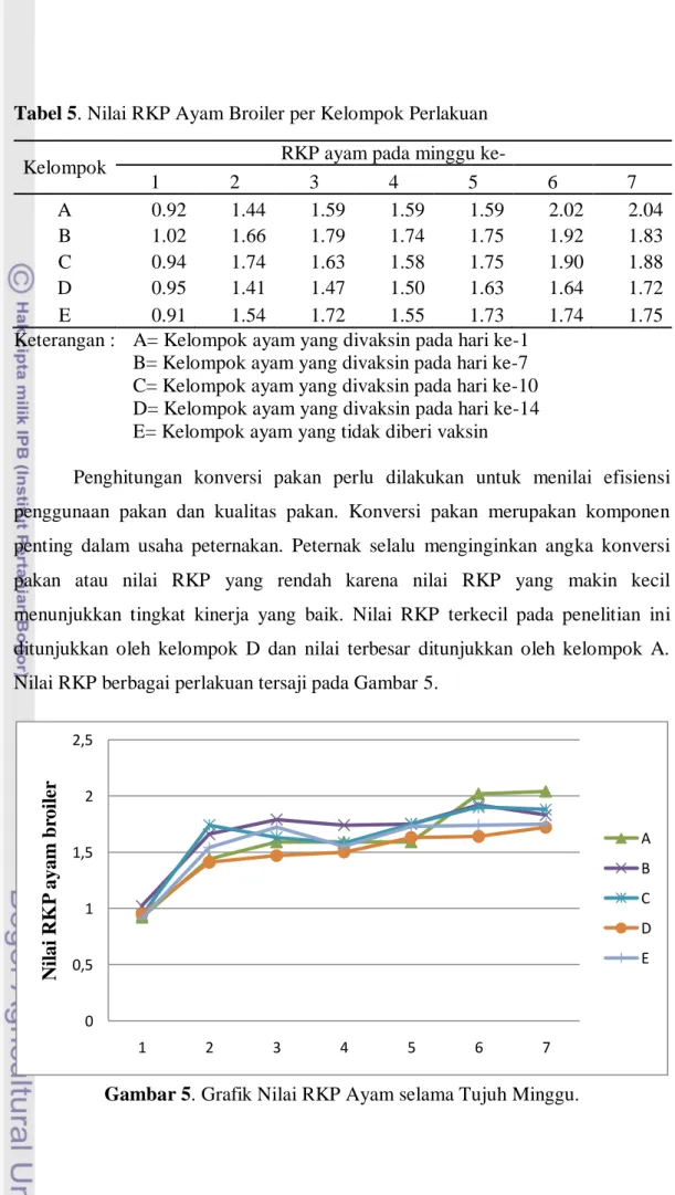 Tabel 5. Nilai RKP Ayam Broiler per Kelompok Perlakuan 