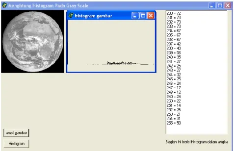 Gambar 4.9 Hasil program penampil histogram dalam angka dan grafis  