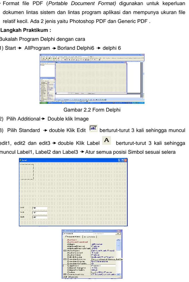 Gambar 2.2 Form Delphi  2)  Pilih Additional     Double klik Image  