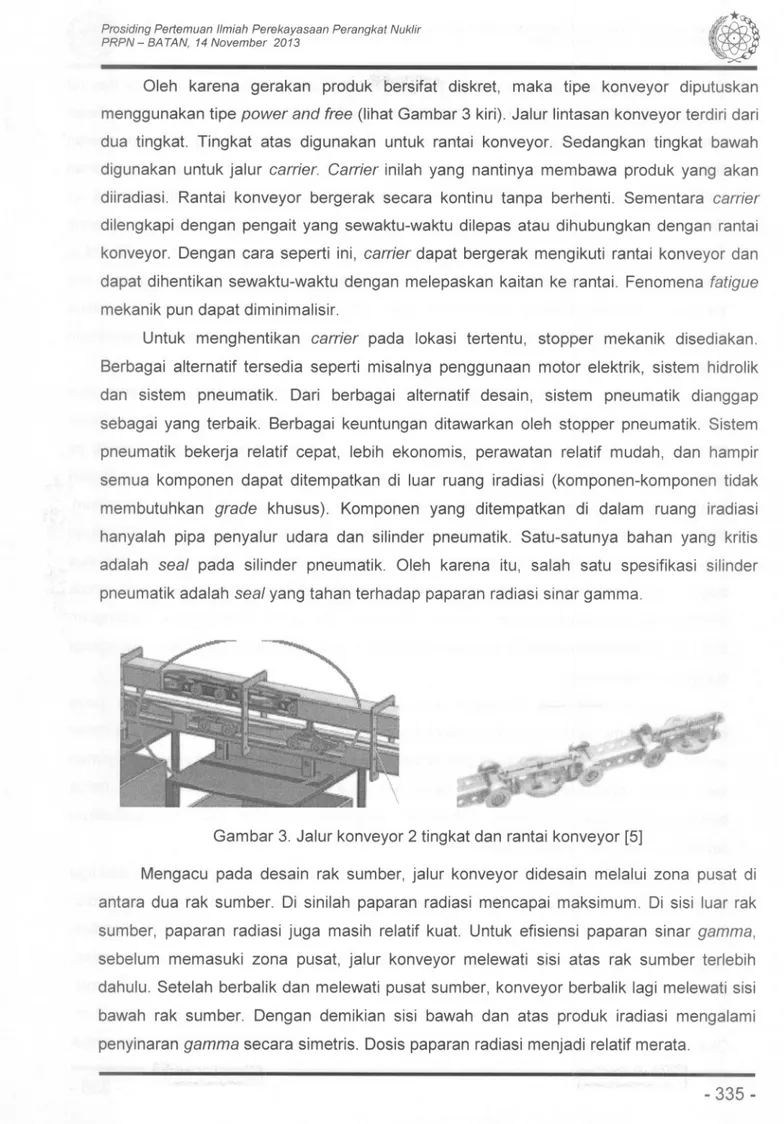 Gambar 3. Jalur konveyor 2 tingkat dan rantai konveyor [5]
