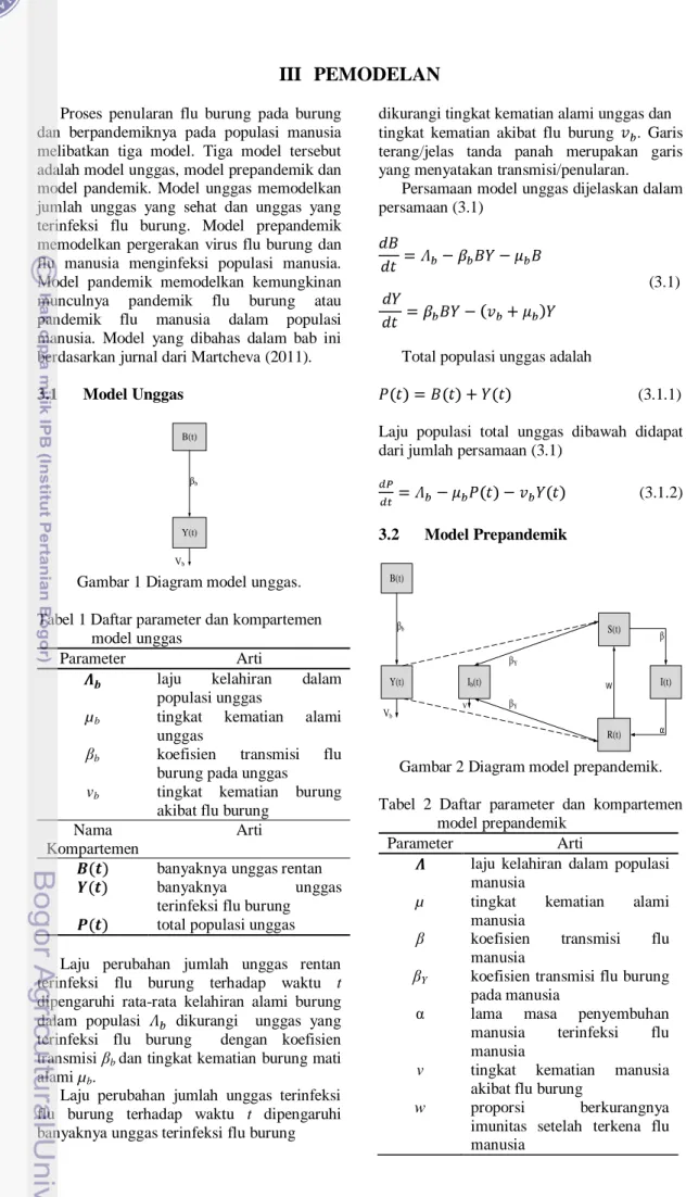 Gambar 1 Diagram model unggas. 