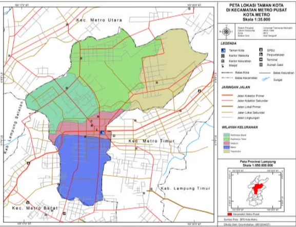 Gambar 2. Peta Lokasi Taman Kota di Kecamatan Metro Pusat Kota MetroFungsiumum:tempatbermain