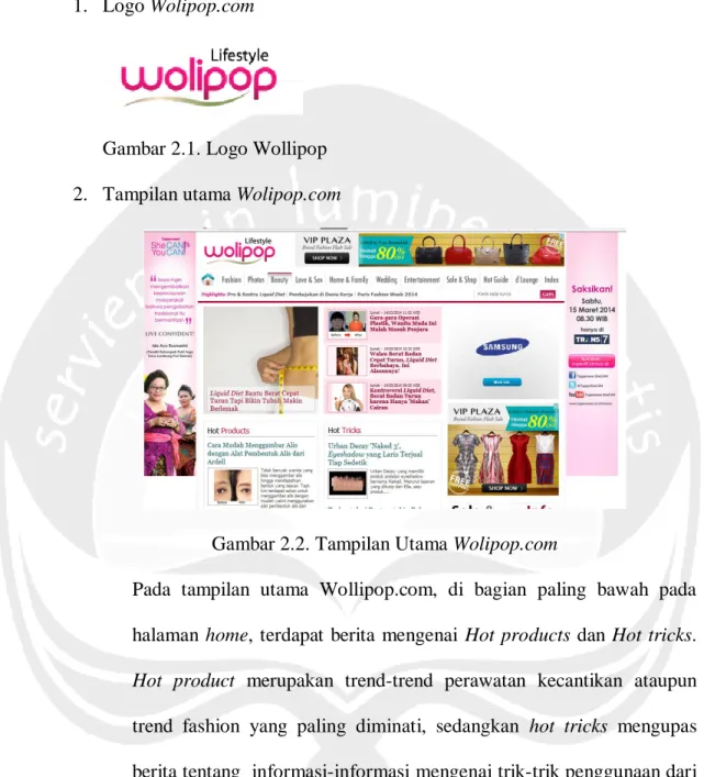 Gambar 2.1. Logo Wollipop  2.  Tampilan utama Wolipop.com 