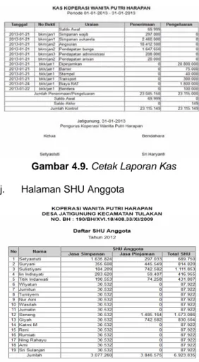 Gambar 4.10. Cetak Laporan SHU Anggota  5.1 Kesimpulan 