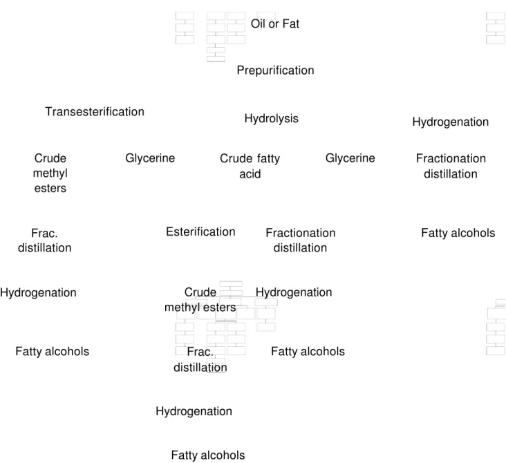 Gambar 2.1 Pembuatan Fatty Alcohol dari Minyak dan Lemak