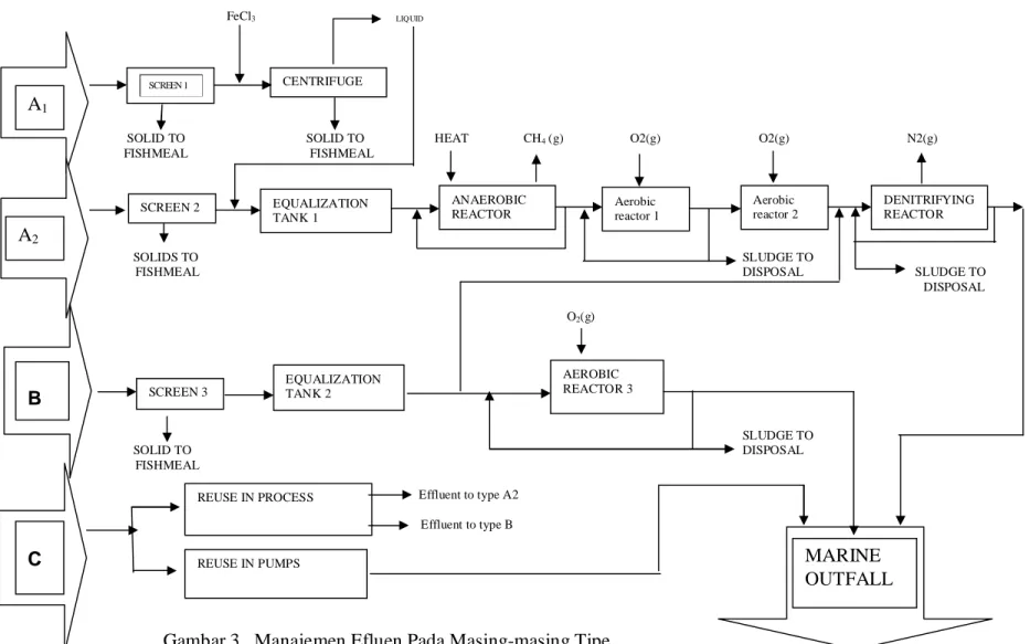 Gambar 3.  Manajemen Efluen Pada Masing-masing Tipe   (River et al., 1998) 