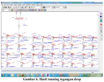 Gambar 6. Hasil running tegangan drop   pada program ETAP 