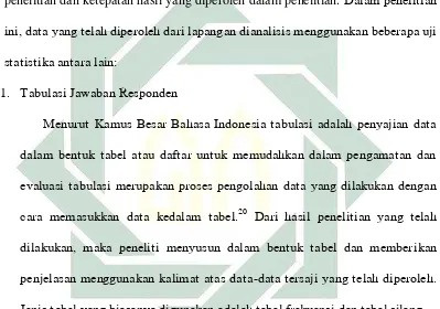 tabel kontingensi atau tabulasi silang. Uji independensi tabel kontingensi