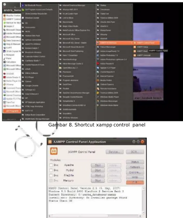 Gambar 8. Shortcut xampp control  panel