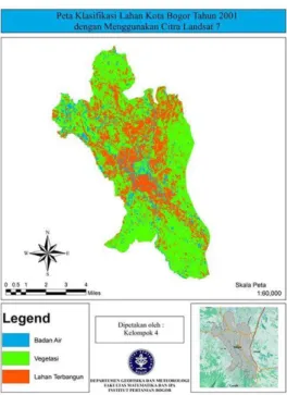 Gambar 8  Peta Klasifikasi Lahan Kota Bogor Tahun 2001 