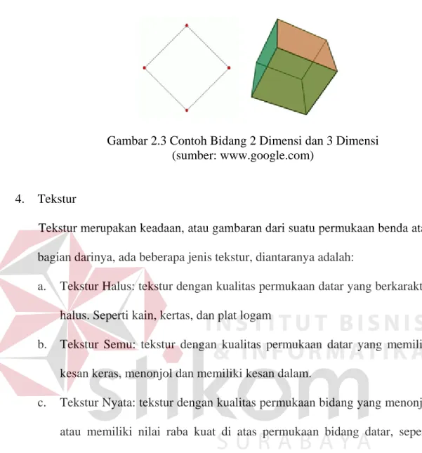 Gambar 2.3 Contoh Bidang 2 Dimensi dan 3 Dimensi  (sumber: www.google.com) 