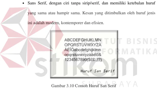 Gambar 3.10 Contoh Huruf San Serif 