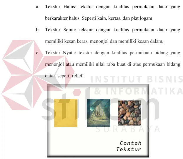 Gambar 3.4 Contoh Macam-Macam Tekstur  5.  Warna 