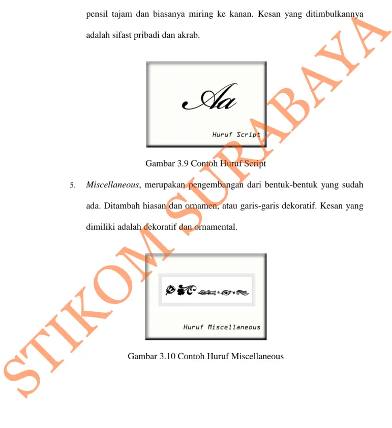 Gambar 3.9 Contoh Huruf Script 