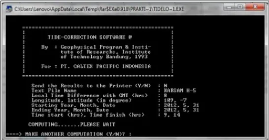 Gambar 3. 1 Tampilan software tidelongman.exe 