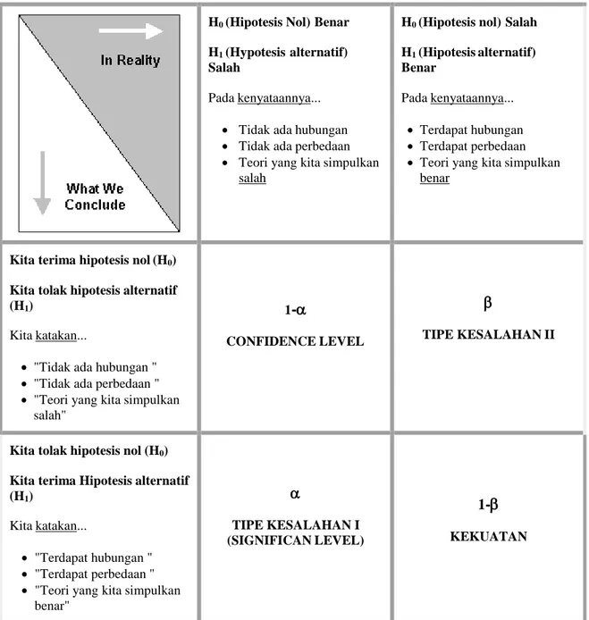 Gambar 2.8. The Statistical Inference Decision Matrix 11