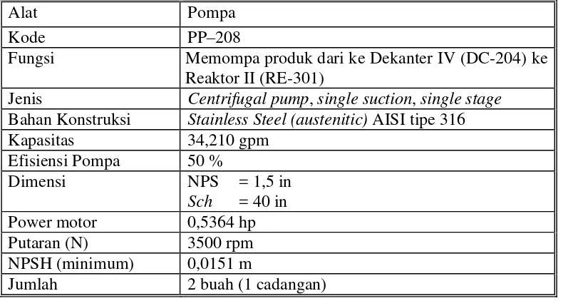 Tabel 5.26. Spesifikasi Dekanter - 204 (DC-204) 