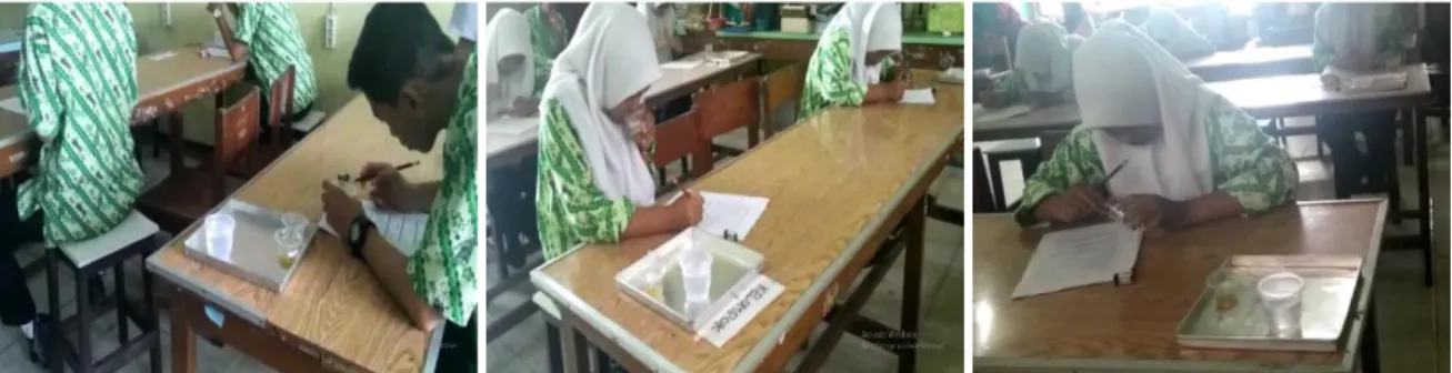 Gambar 1. Pelaksanaan uji organoleptik di laboratorium biologi SMA Negeri 2 Pontianak 