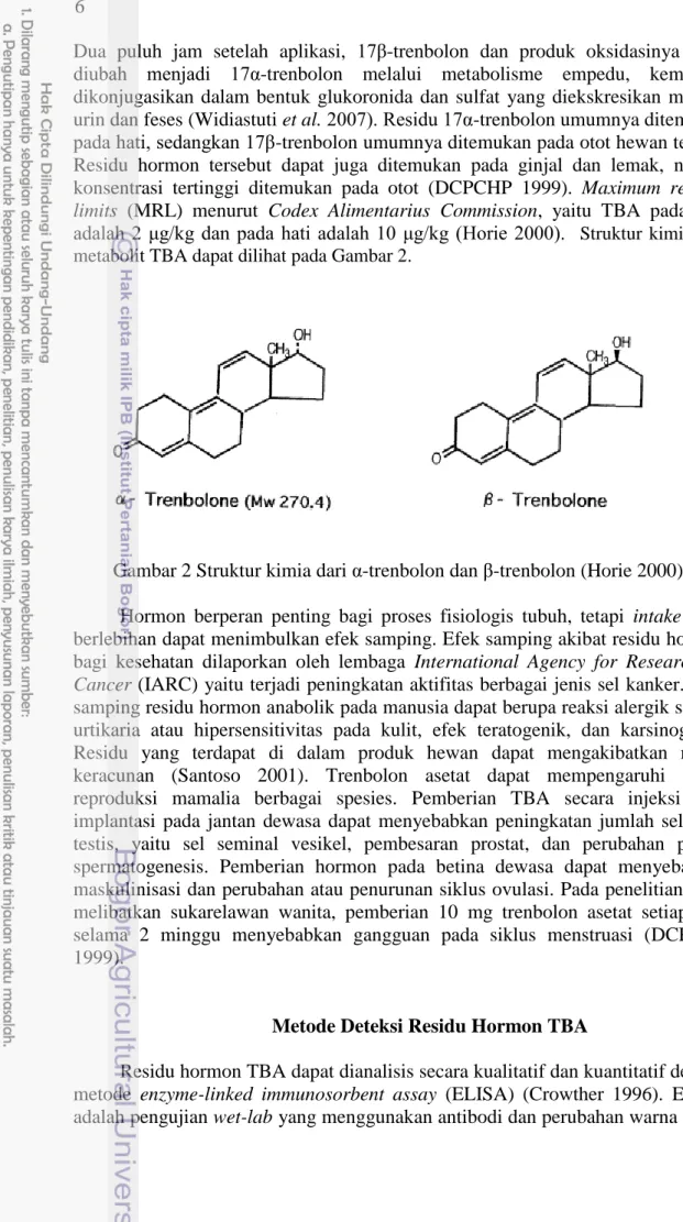 Gambar 2 Struktur kimia dari α-trenbolon dan β-trenbolon (Horie 2000). 