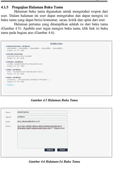 Gambar 4.5 Halaman Buku Tamu 