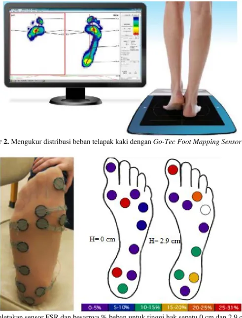 Gambar 2. Mengukur distribusi beban telapak kaki dengan Go-Tec Foot Mapping Sensor System 