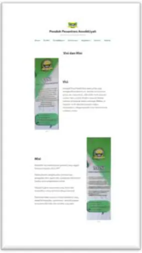 Gambar 2. Hasil Desain Website Pesantren  Assubkiyah, Laman Visi dan Misi 