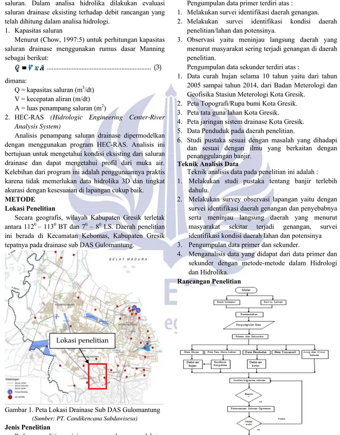 Gambar 1. Peta Lokasi Drainase Sub DAS Gulomantung   (Sumber: PT. Candikencana Sabdawisesa) 