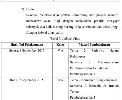 Tabel 6. Jadwal Ujian 