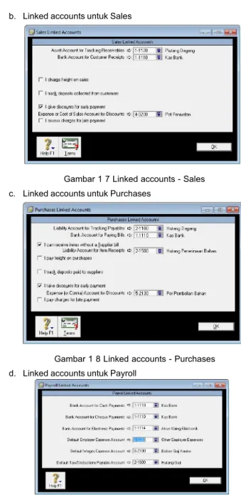 Gambar 1 8 Linked accounts - Purchases d.  Linked accounts untuk Payroll