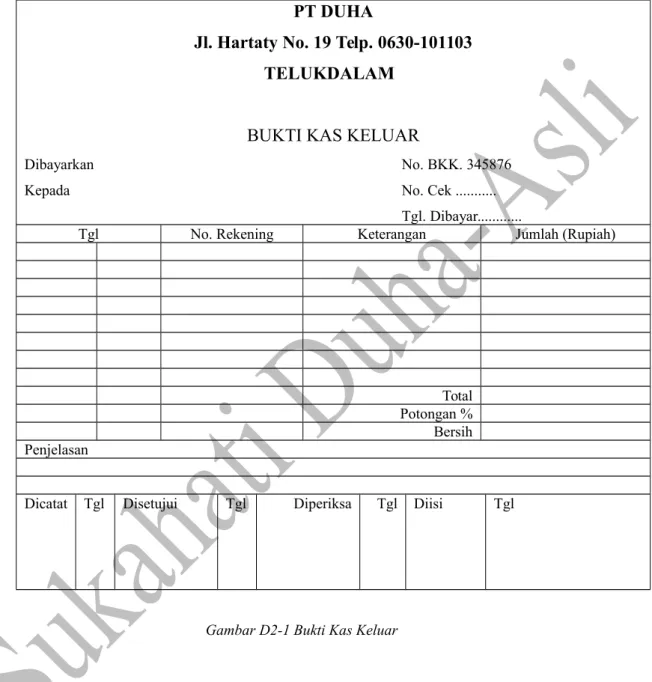 Gambar D2-1 Bukti Kas Keluar