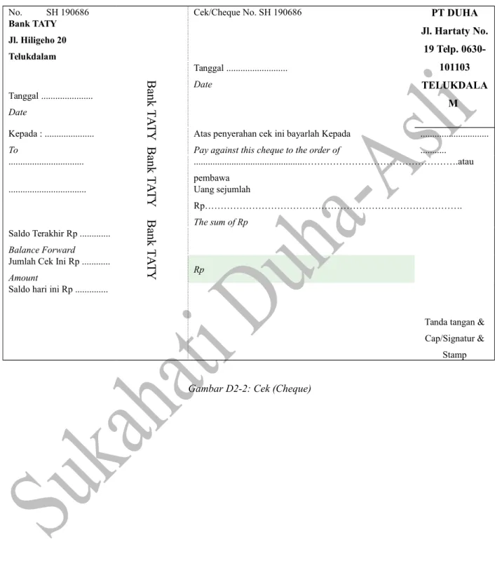 Gambar D2-2: Cek (Cheque)