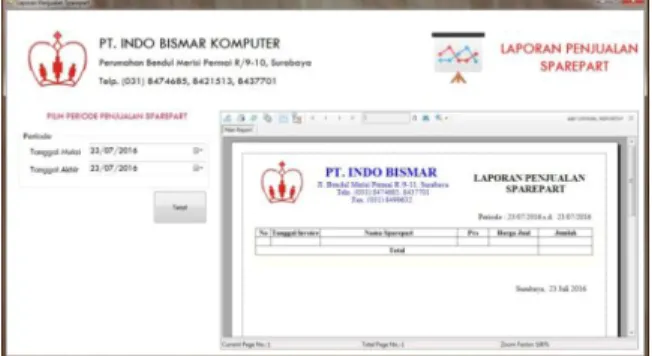 Gambar 23. Tampilan Awal Form Laporan Penjualan  Sparepart 