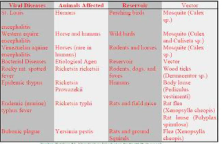 Tabel 2. Arthropods Borne Disease di Amerika 