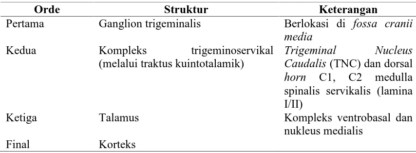 Tabel 2.3Struktur anatomi yang terlibat dalam nyeri kepala (Silberstein dkk., 2002)