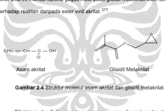 Gambar 2.4 Struktur molekul asam akrilat dan glisidil metakrilat  