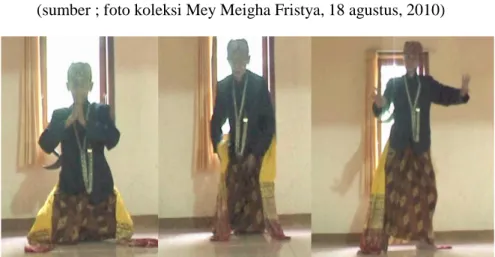 Gambar II.19 Gerak kekanan dengan gerak tangan  (sumber ; video koleksi Mey Meigha Fristya, 18 agustus,  2010) 