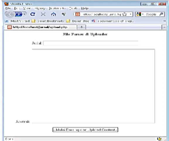 Gambar 2. Form Parsing &amp; Upload Engine  Fungsi  yang  terdapat  dalam  Upload  Engine, yaitu 