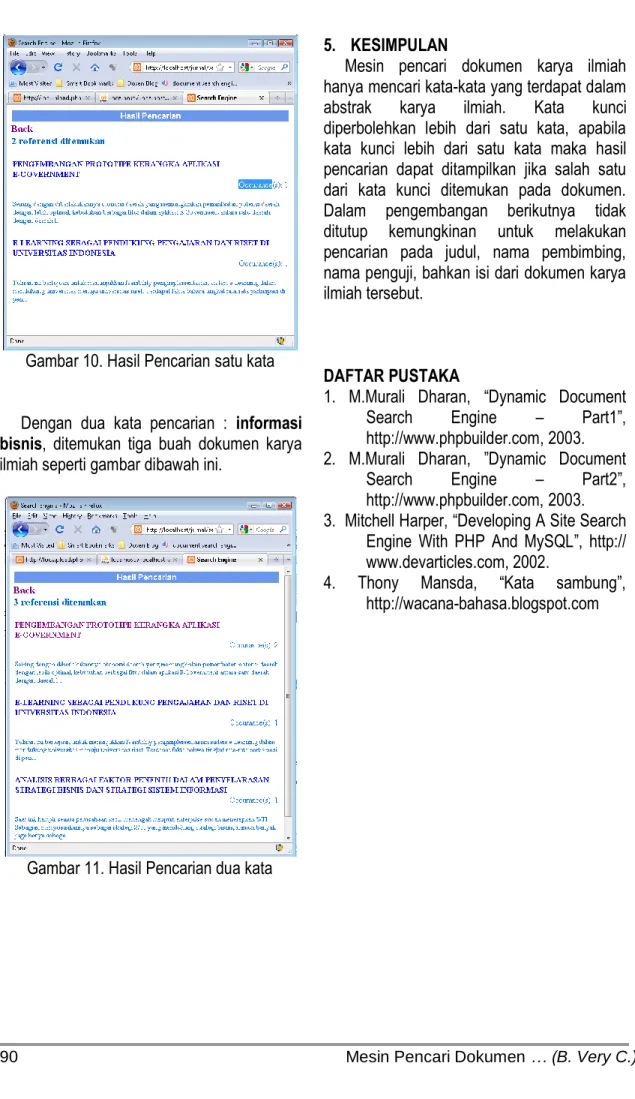 Gambar 11. Hasil Pencarian dua kata 