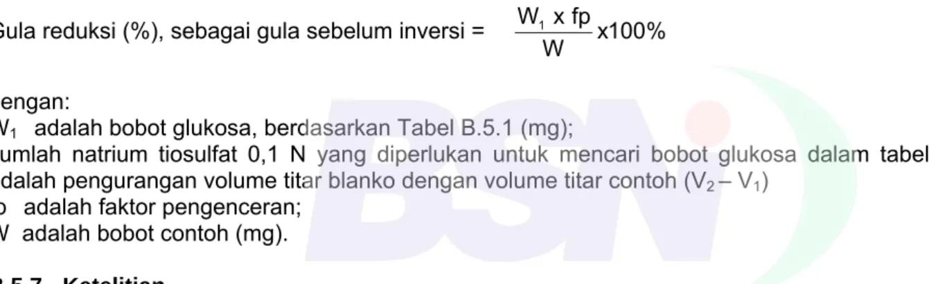 Tabel B.1 - Ekivalen natrium tiosulfat  