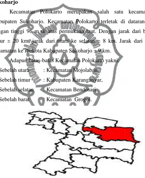 Gambar  4.1  Peta  Administratif  Kecamatan Polokarto,  Kabupaten Sukoharjo sebagai Lokasi Penelitian