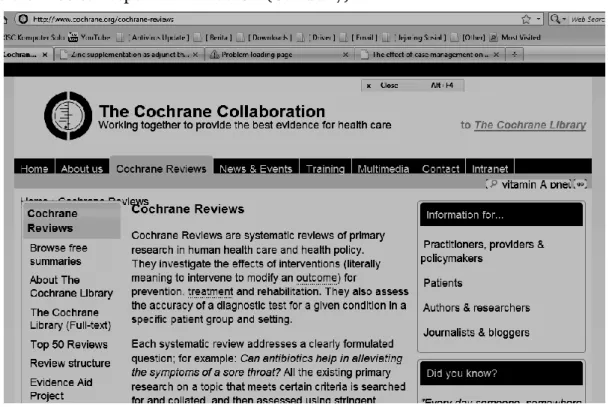Gambar 7   Cochrane Reviews untuk mencari bukti dalam bentuk 