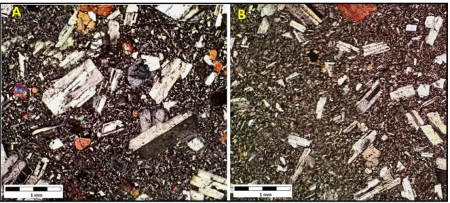 Gambar 7.  Kehadiran Bongkah-Bongkah Andesit (A, B, C, D), Bongkah Batuan yang Mengalami  Alterasi Hidrotermal (E, F, G, H), Bongkah Andesit yang Sebagian Teraltrasi (I), serta  Bongkah dengan Tekstur Porfiri dan Vesikuler (J, K) 