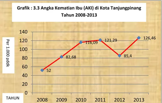 Grafik : 3.3 Angka Kematian Ibu (AKI) di Kota Tanjungpinang  Tahun 2008-2013 