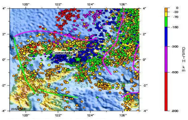 Gambar 2.22. Peta Seismicity Sulawesi dari Tahun 1900 (Sumber: Baseline Study Proyek Pengemb