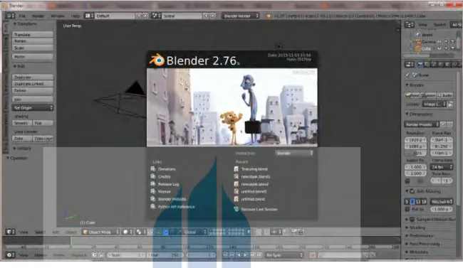 Gambar 2.6 User Interface Blender 