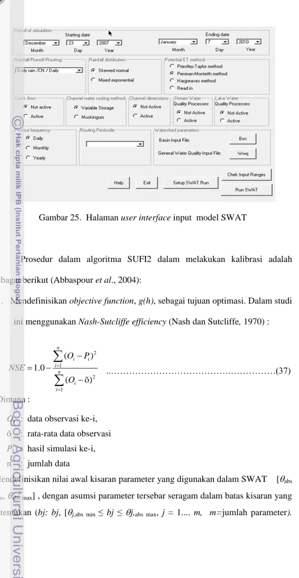 Gambar 25.  Halaman user interface input  model SWAT 