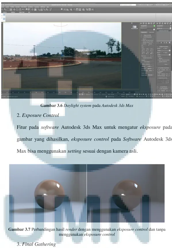Gambar 3.6 Daylight system pada Autodesk 3ds Max 