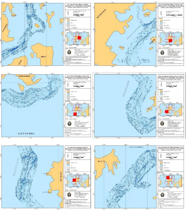 Gambar 4.PetaBatimetri (diperbesar menjadi 8 bagian)PerairanPulau Komodo (Pengolahan Data  Lapangan, 2013)
