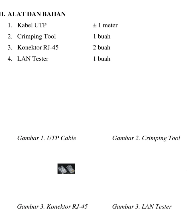 Gambar 1. UTP Cable  Gambar 2. Crimping Tool